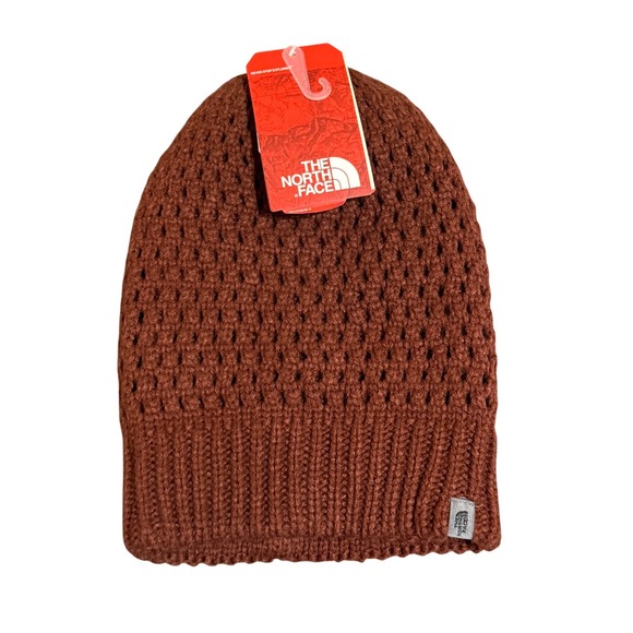 NWT The North Face Unisex Knit Cap Winter Warm Hat Rust Brown BAROLO RED Travel - Picture 1 of 9